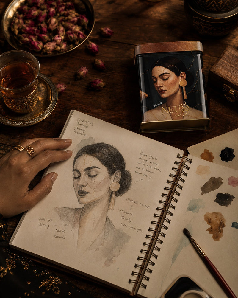 Portrait sketch in the artist's studio
